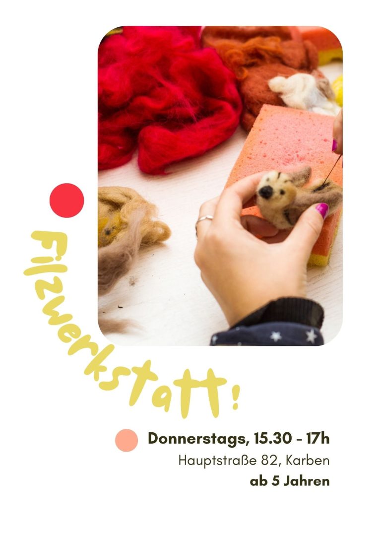 Kinderkunst, prozessorientiert, Kunstpädagogik Bunt bemalter, dekorativer Pferdekopf mit einem lila Pompon, daneben steht „Kreativlabor!" Kinderkunst, prozessorientiert, Kunstpädagogik
